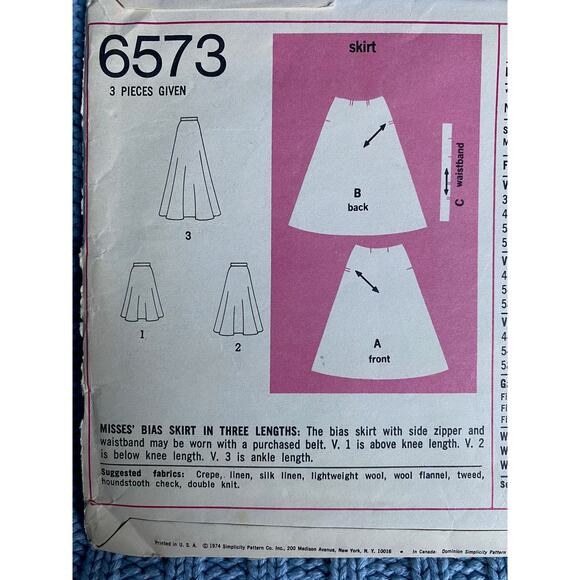 Simplicity 6573 pattern swing skirt maxi midi size 12 - Picture 4 of 5